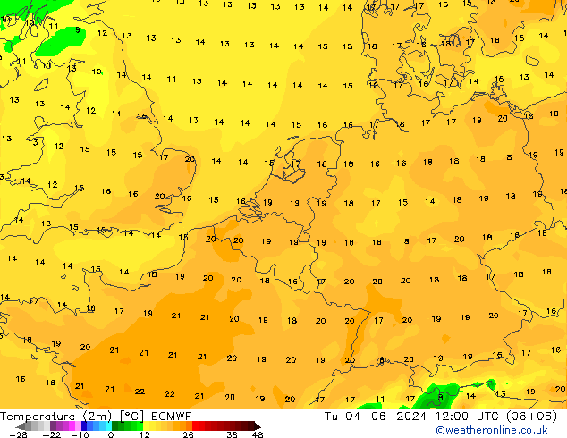 Temperatura (2m) ECMWF mar 04.06.2024 12 UTC