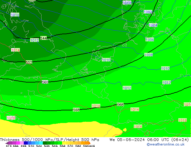 Thck 500-1000hPa ECMWF 星期三 05.06.2024 06 UTC