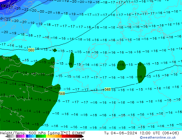 Z500/Rain (+SLP)/Z850 ECMWF Di 04.06.2024 12 UTC