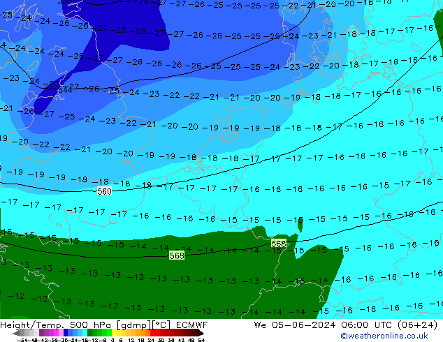 Z500/Rain (+SLP)/Z850 ECMWF Mi 05.06.2024 06 UTC