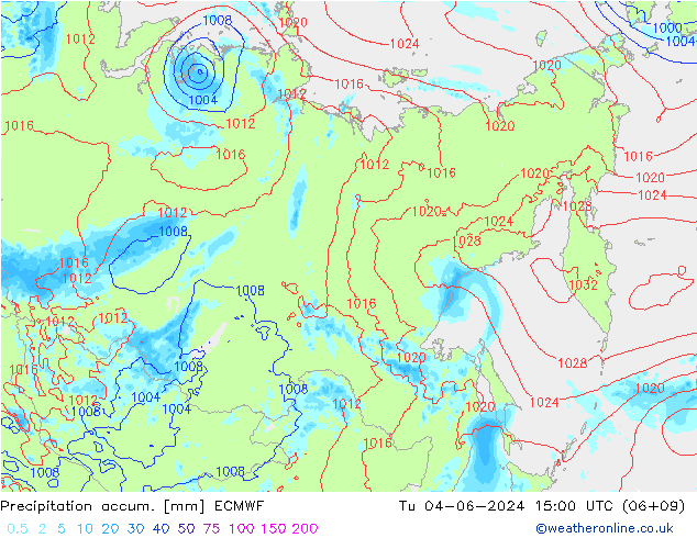 Precipitation accum. ECMWF Tu 04.06.2024 15 UTC