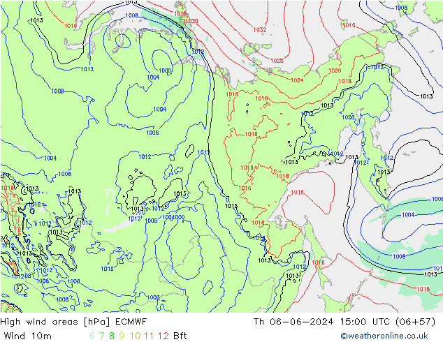 High wind areas ECMWF Th 06.06.2024 15 UTC