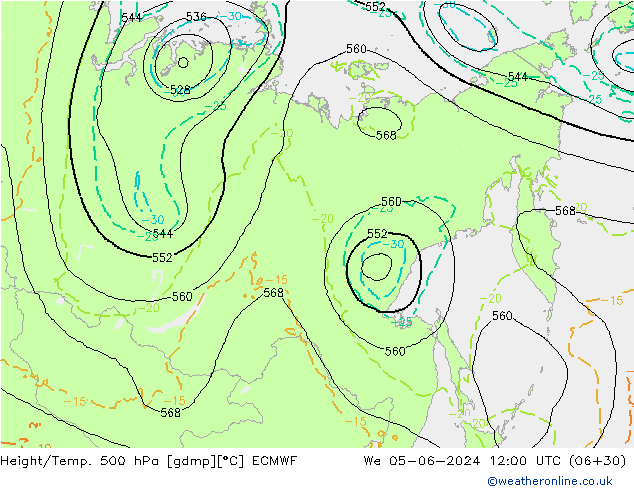 Géop./Temp. 500 hPa ECMWF mer 05.06.2024 12 UTC