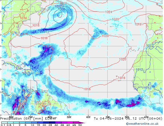 Z500/Rain (+SLP)/Z850 ECMWF mar 04.06.2024 12 UTC