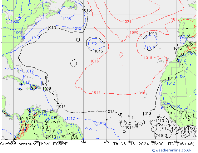 Luchtdruk (Grond) ECMWF do 06.06.2024 06 UTC