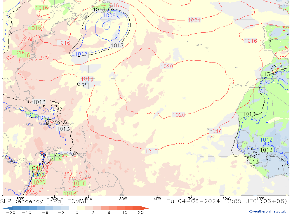 Tendance de pression  ECMWF mar 04.06.2024 12 UTC