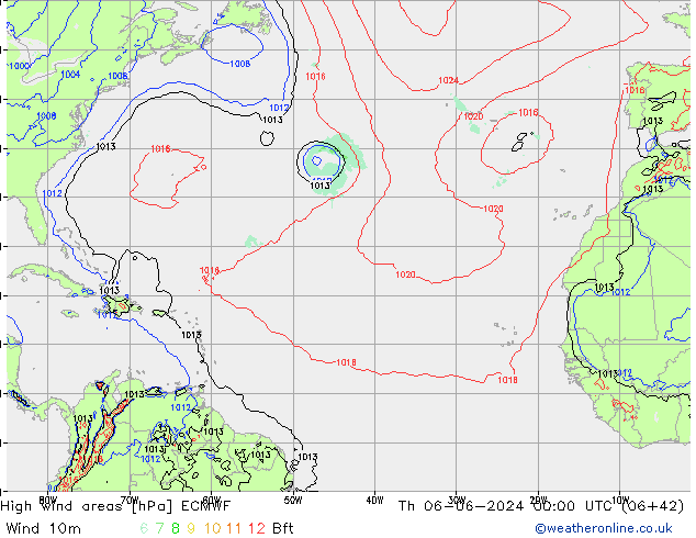 High wind areas ECMWF  06.06.2024 00 UTC