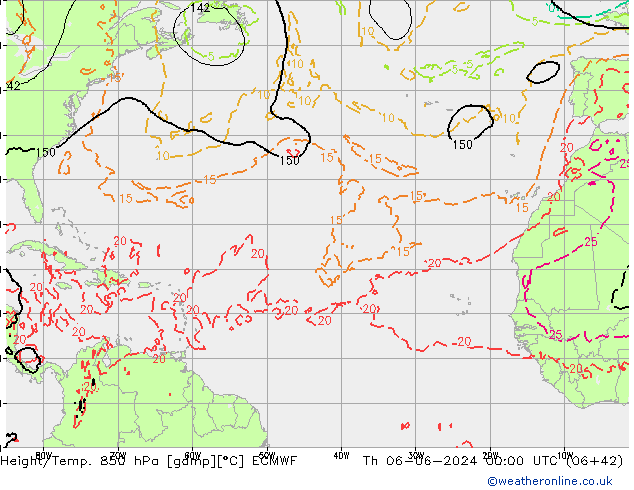 Height/Temp. 850 hPa ECMWF Th 06.06.2024 00 UTC