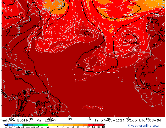 Theta-W 850hPa ECMWF ven 07.06.2024 00 UTC