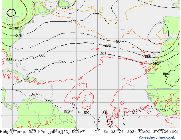 Height/Temp. 500 hPa ECMWF Sa 08.06.2024 00 UTC