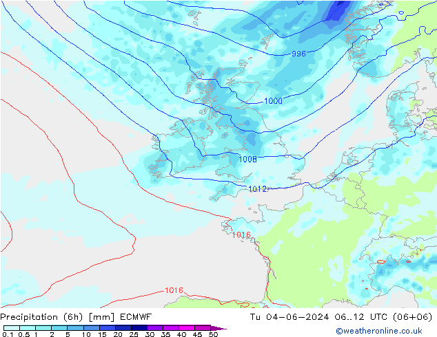 Z500/Rain (+SLP)/Z850 ECMWF Tu 04.06.2024 12 UTC