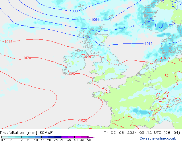 Precipitation ECMWF Th 06.06.2024 12 UTC