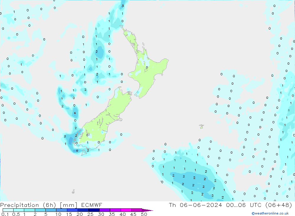 opad (6h) ECMWF czw. 06.06.2024 06 UTC