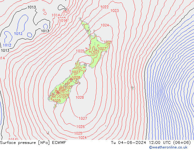 Yer basıncı ECMWF Sa 04.06.2024 12 UTC