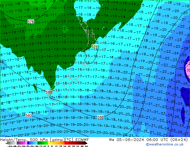 Z500/Yağmur (+YB)/Z850 ECMWF Çar 05.06.2024 06 UTC