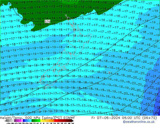 Z500/Rain (+SLP)/Z850 ECMWF vie 07.06.2024 06 UTC