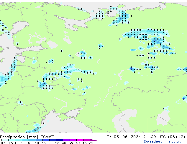 Srážky ECMWF Čt 06.06.2024 00 UTC