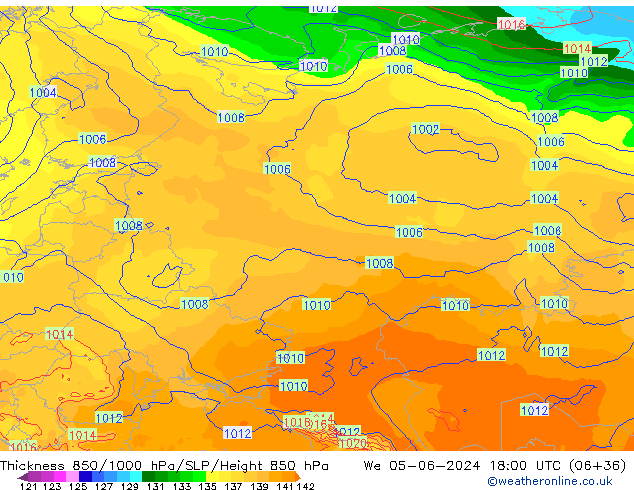 850-1000 hPa Kalınlığı ECMWF Çar 05.06.2024 18 UTC