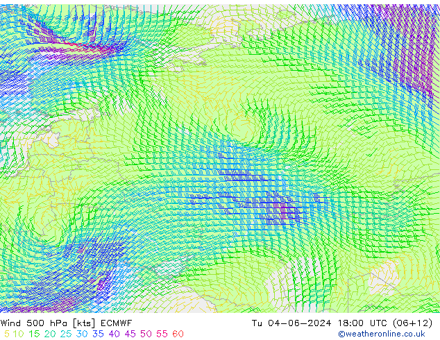 Vento 500 hPa ECMWF mar 04.06.2024 18 UTC