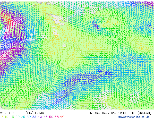 Wind 500 hPa ECMWF Th 06.06.2024 18 UTC