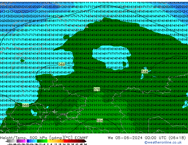 Z500/Rain (+SLP)/Z850 ECMWF St 05.06.2024 00 UTC