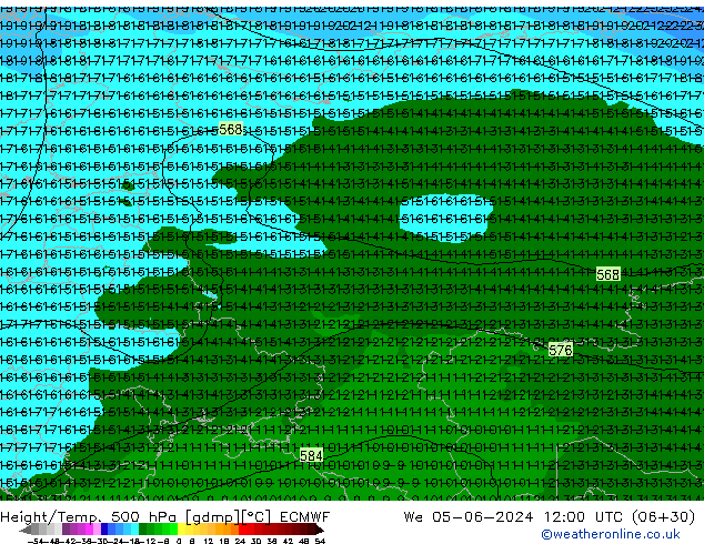 Z500/Rain (+SLP)/Z850 ECMWF mié 05.06.2024 12 UTC