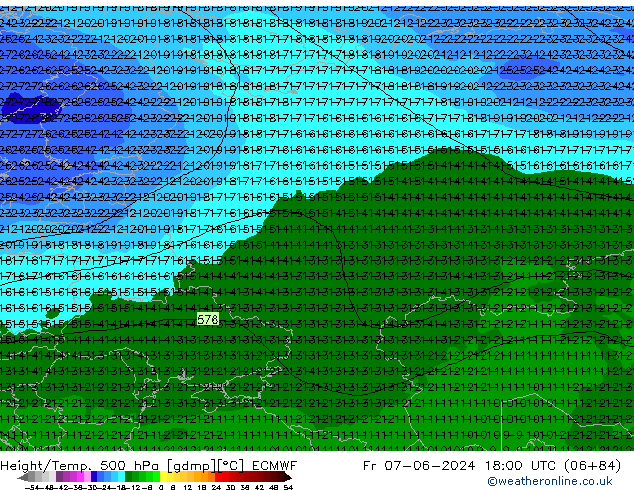 Z500/Rain (+SLP)/Z850 ECMWF vie 07.06.2024 18 UTC