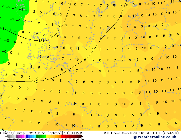 Z500/Yağmur (+YB)/Z850 ECMWF Çar 05.06.2024 06 UTC