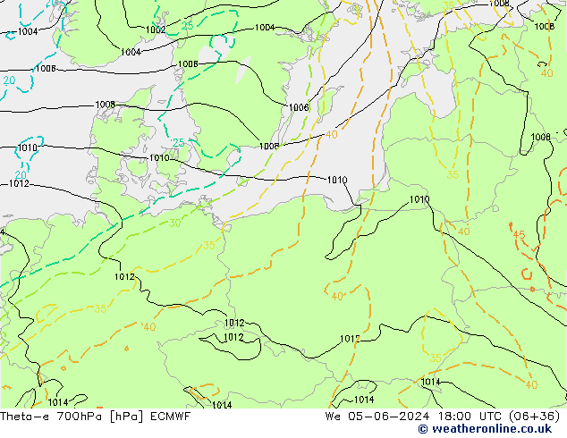 Theta-e 700гПа ECMWF ср 05.06.2024 18 UTC