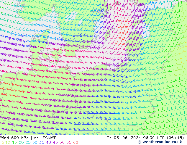 Wind 500 hPa ECMWF do 06.06.2024 06 UTC