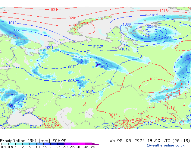 Z500/Yağmur (+YB)/Z850 ECMWF Çar 05.06.2024 00 UTC