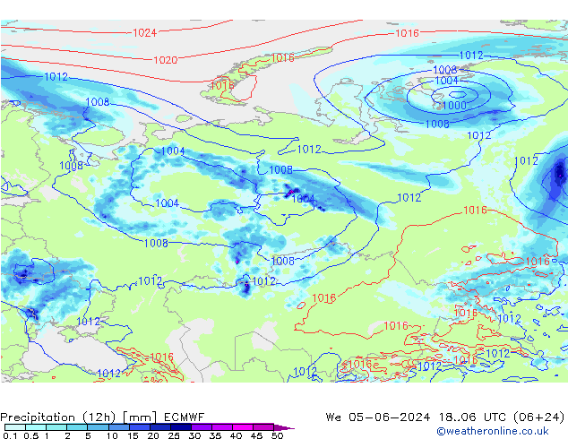 Precipitazione (12h) ECMWF mer 05.06.2024 06 UTC