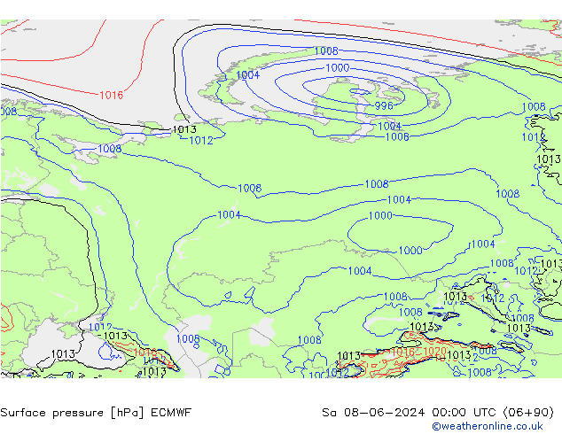 Bodendruck ECMWF Sa 08.06.2024 00 UTC