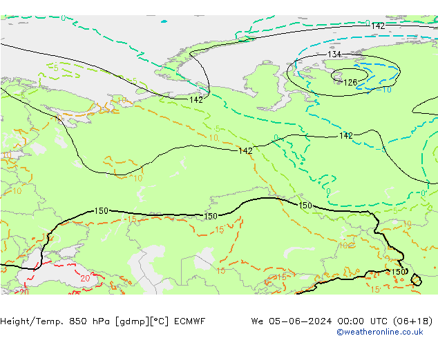 Z500/Yağmur (+YB)/Z850 ECMWF Çar 05.06.2024 00 UTC