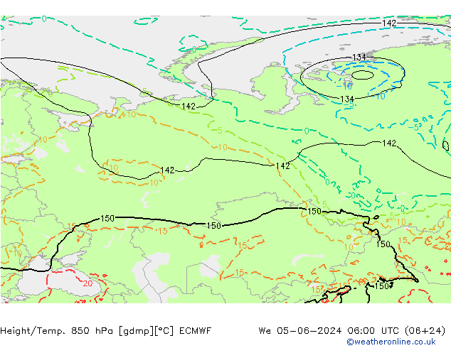 Z500/Rain (+SLP)/Z850 ECMWF śro. 05.06.2024 06 UTC