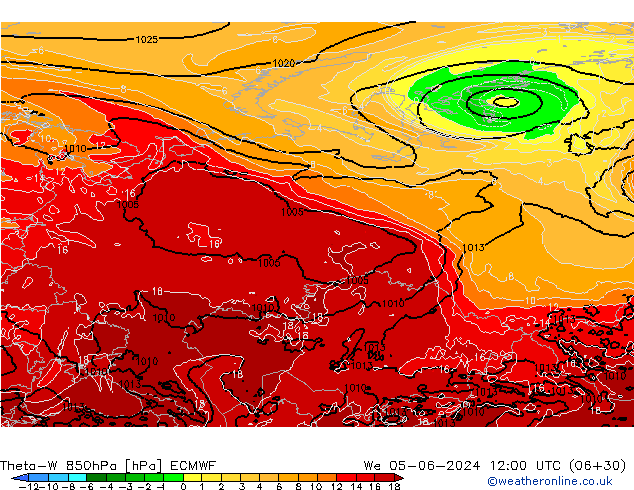 Theta-W 850hPa ECMWF Çar 05.06.2024 12 UTC