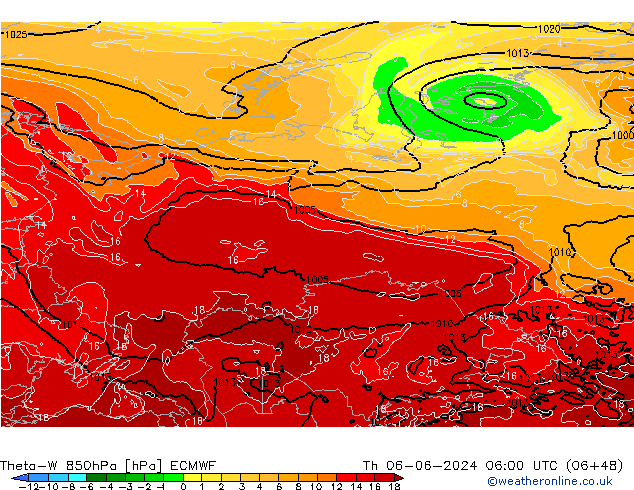 Theta-W 850hPa ECMWF Th 06.06.2024 06 UTC