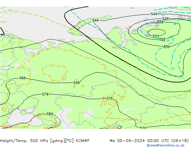 Z500/Yağmur (+YB)/Z850 ECMWF Çar 05.06.2024 00 UTC