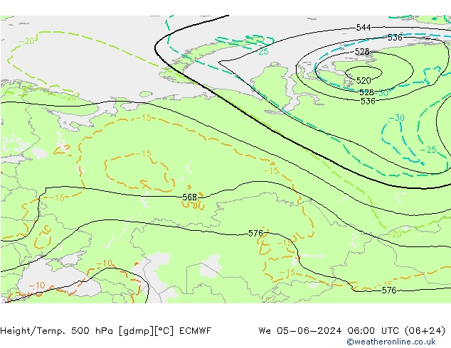 Z500/Rain (+SLP)/Z850 ECMWF śro. 05.06.2024 06 UTC