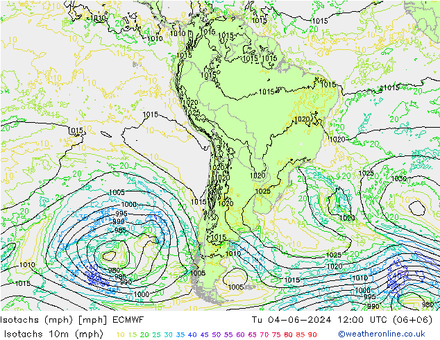 Isotachen (mph) ECMWF di 04.06.2024 12 UTC