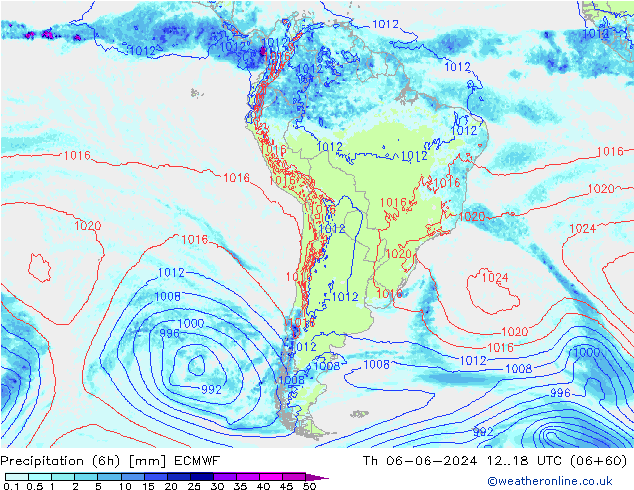 Z500/Rain (+SLP)/Z850 ECMWF jeu 06.06.2024 18 UTC