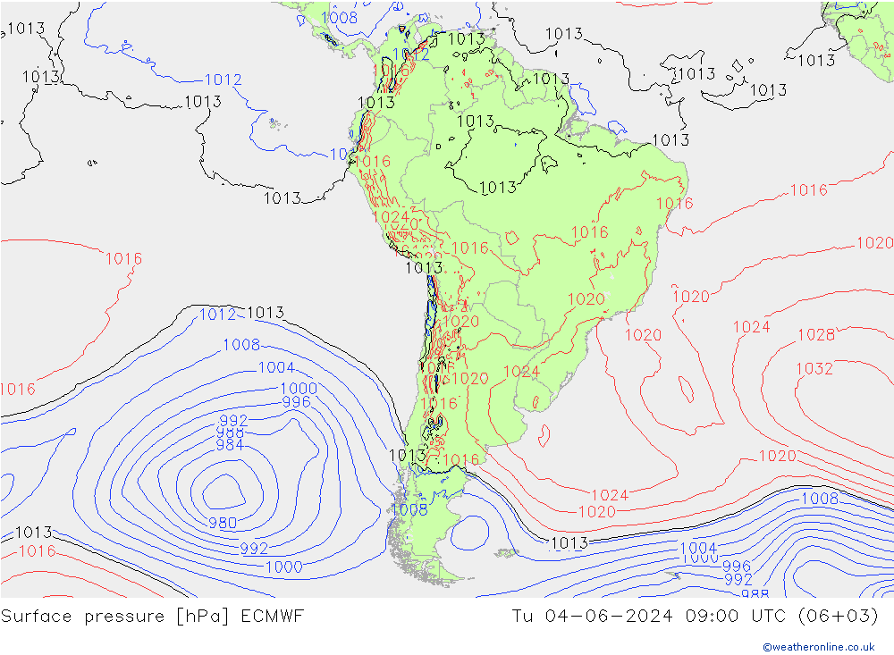 Bodendruck ECMWF Di 04.06.2024 09 UTC