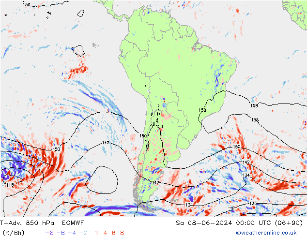 T-Adv. 850 hPa ECMWF Sa 08.06.2024 00 UTC