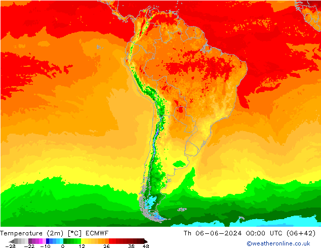 Temperature (2m) ECMWF Th 06.06.2024 00 UTC