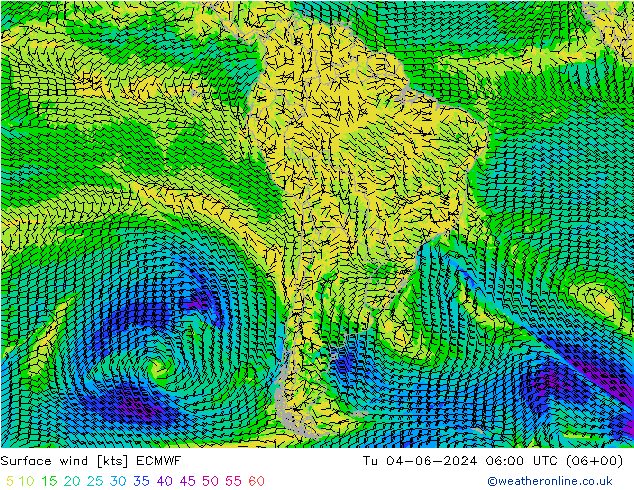 Viento 10 m ECMWF mar 04.06.2024 06 UTC