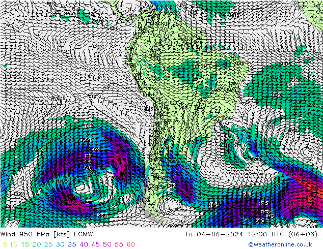 Wind 950 hPa ECMWF Di 04.06.2024 12 UTC