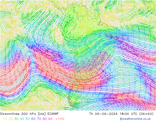 ветер 200 гПа ECMWF чт 06.06.2024 18 UTC