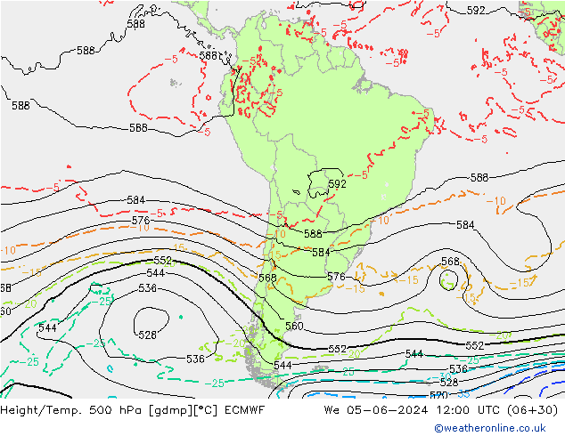 Yükseklik/Sıc. 500 hPa ECMWF Çar 05.06.2024 12 UTC