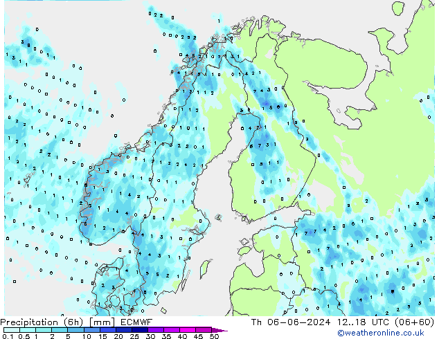 Z500/Rain (+SLP)/Z850 ECMWF czw. 06.06.2024 18 UTC