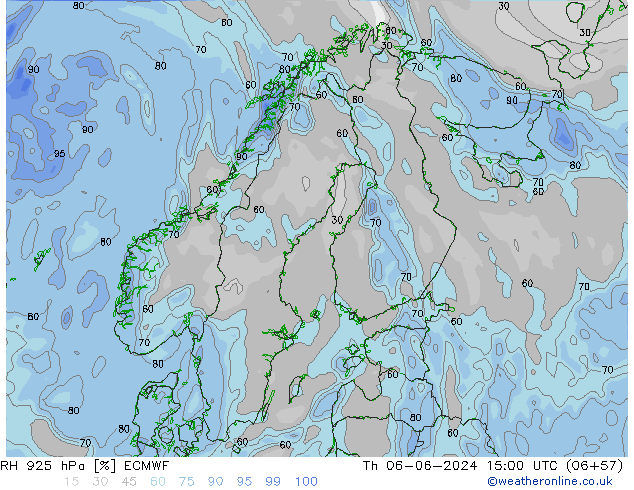 RH 925 hPa ECMWF czw. 06.06.2024 15 UTC